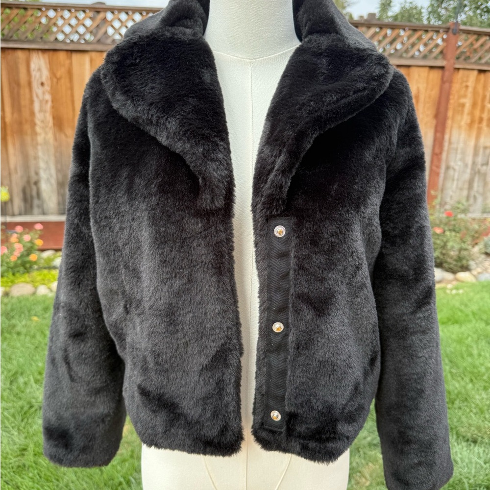 Art Class Girls Black Faux Fur Jacket
